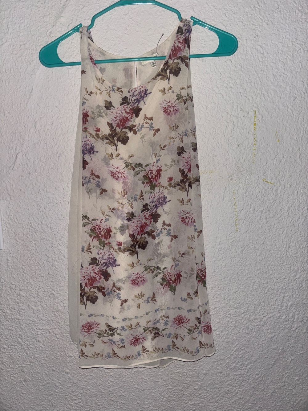 Max Studio Cream Floral Sleeveless Dress with Pink & Purple Blooms XL
